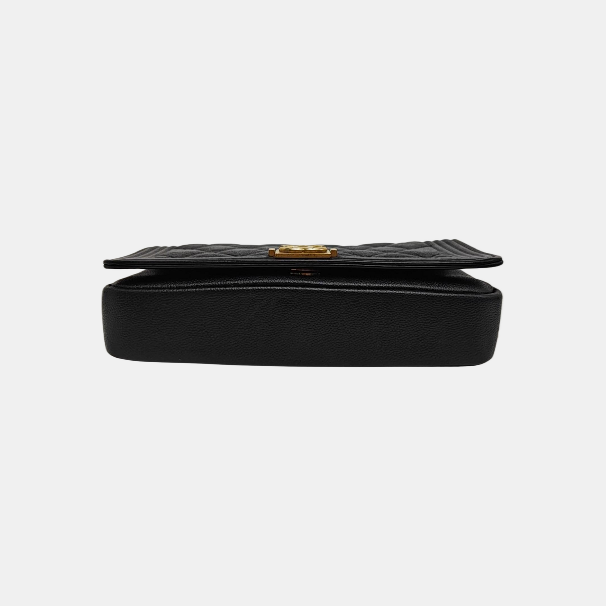BOY CHANEL Mini Quilted Grained Calfskin Black