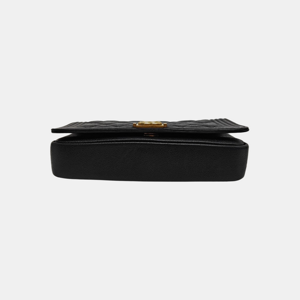 BOY CHANEL Mini Quilted Grained Calfskin Black