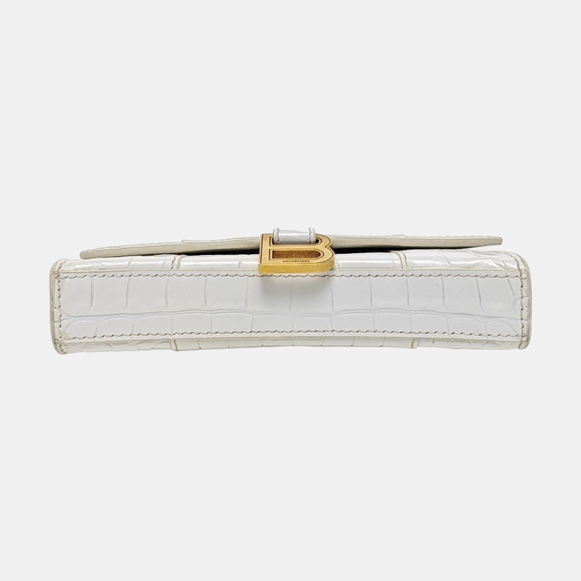 Hourglass Wallet On Chain Mini Calfskin White