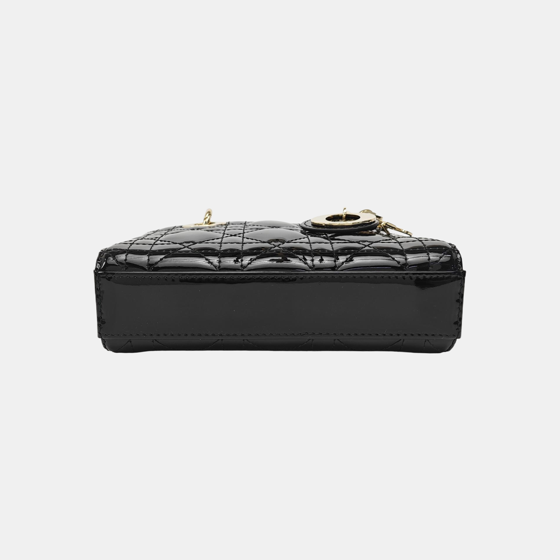 Lady Dior Super Mini Cannage Patent Leather Black