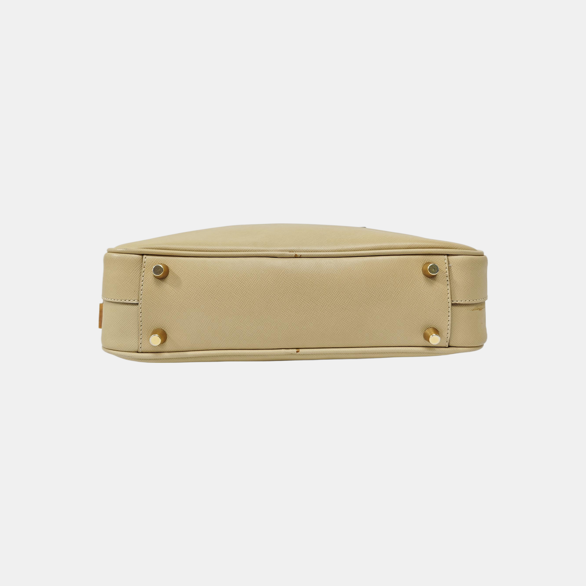 Leather Top Handle Bag Beige