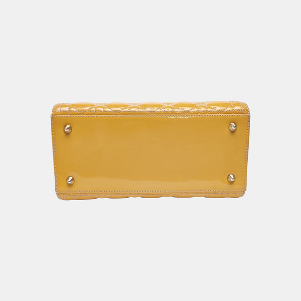 Lady Dior Medium Cannage Patent Leather Yellow
