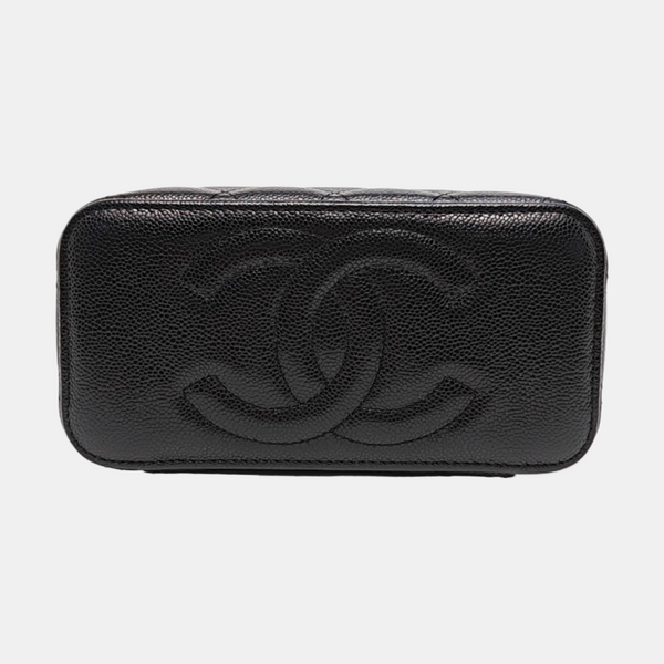 VANITY CASE Small Quilted Grained Calfskin Black