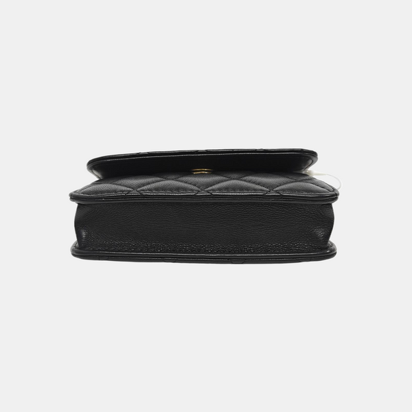 Quilted Lambskin Shoulder Bag Black