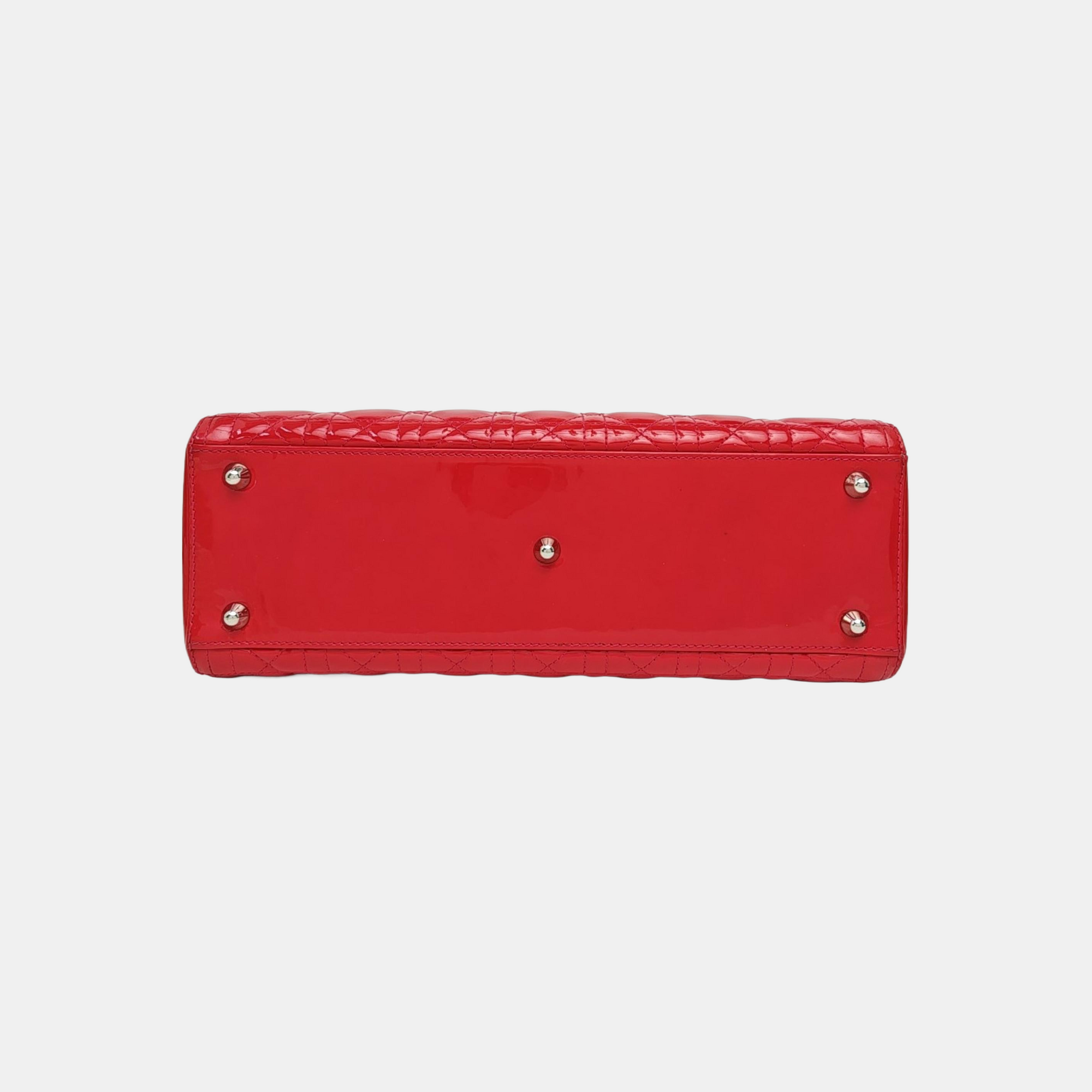 Lady Dior Large Cannage Patent Leather Red