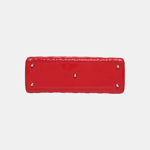 Lady Dior Large Cannage Patent Leather Red