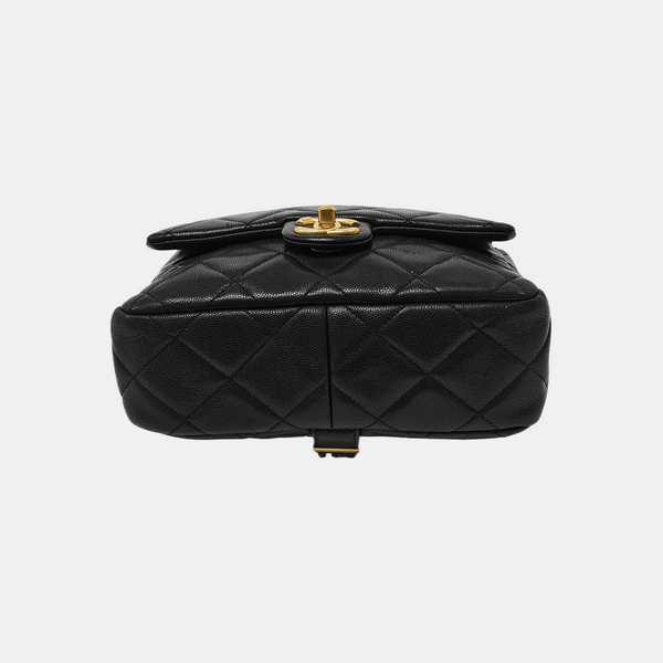 Quilted Grained Calfskin Backpack Black