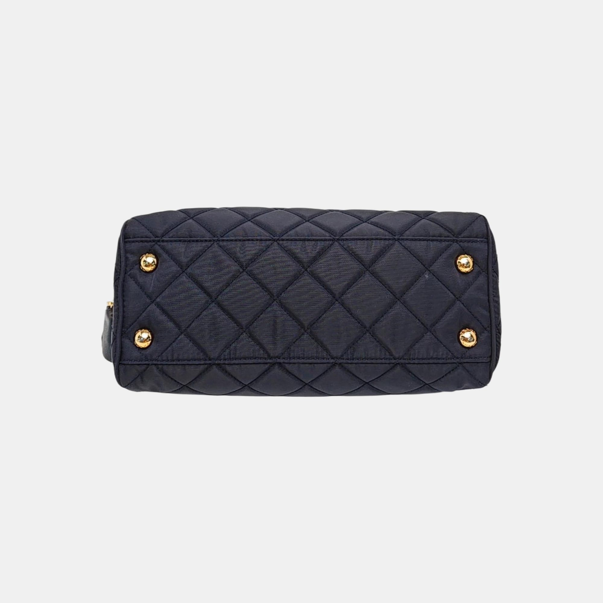 Quilted Nylon Shoulder Bag Blue