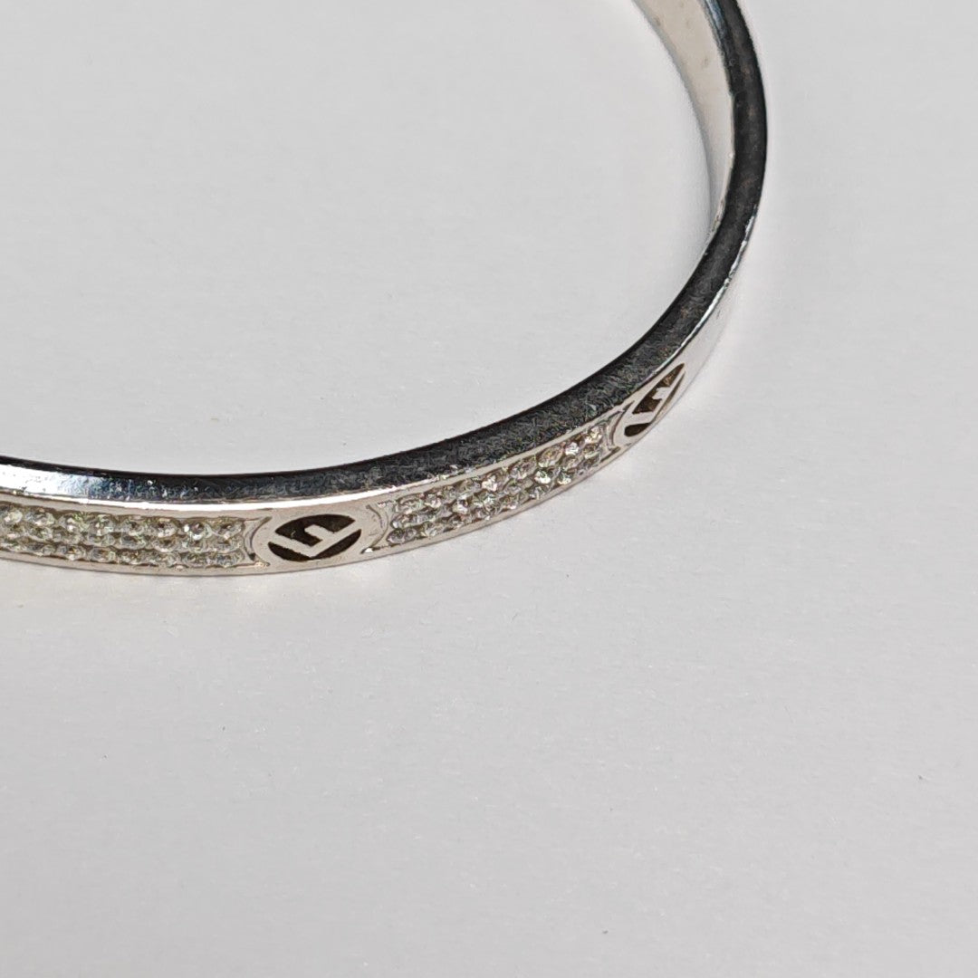 F Is Metal Silver Bangle