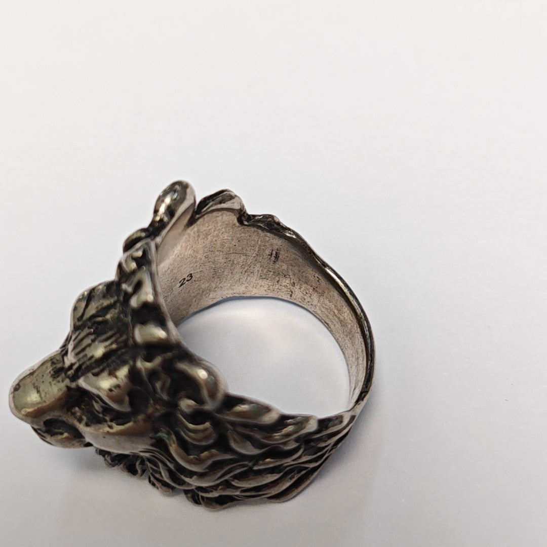 Lion Head Metal Silver Ring HK 23