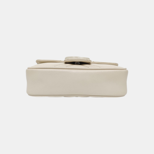 GG Marmont Mini Quilted Calfskin White