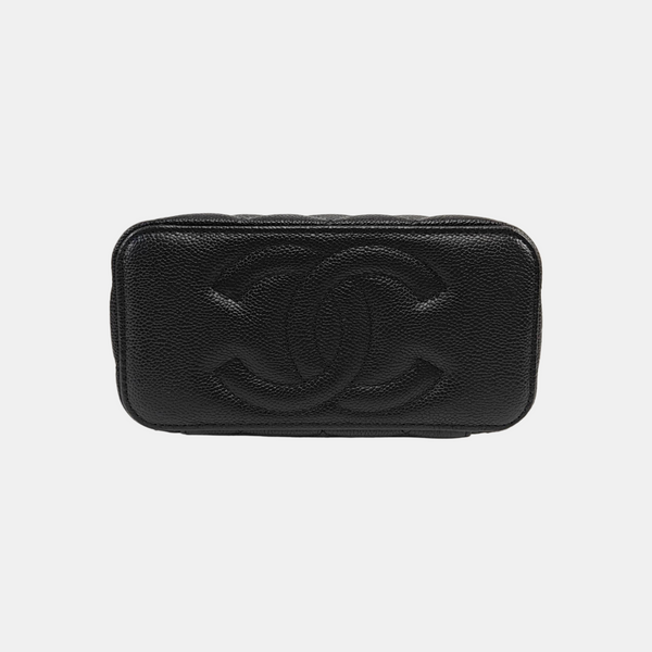 VANITY CASE Small Quilted Grained Calfskin Black