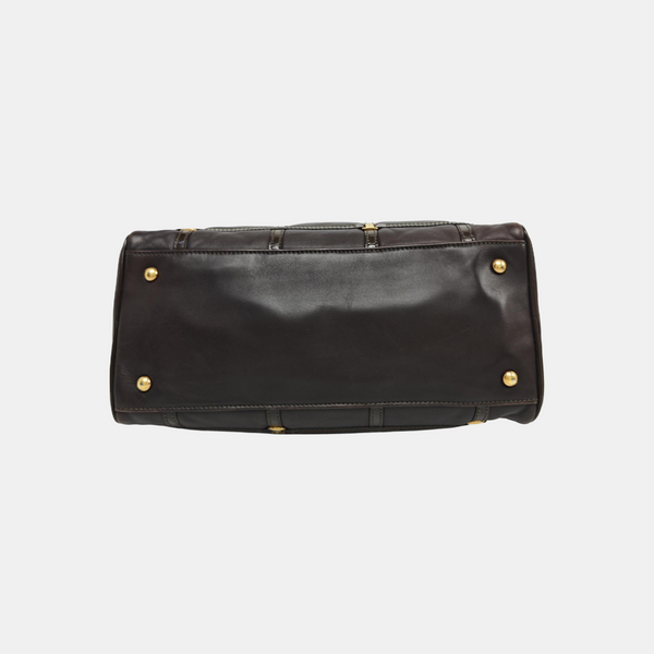 Quilted Calfskin Top Handle Bag Brown