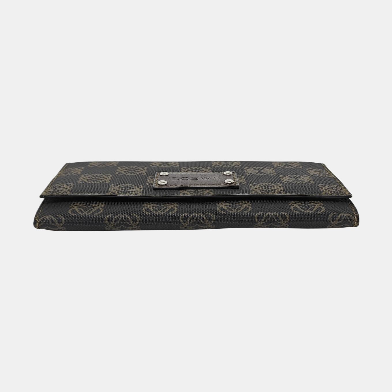 Monogram Leather Clutch Gray
