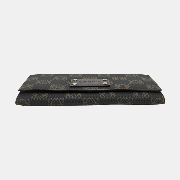 Monogram Leather Clutch Gray