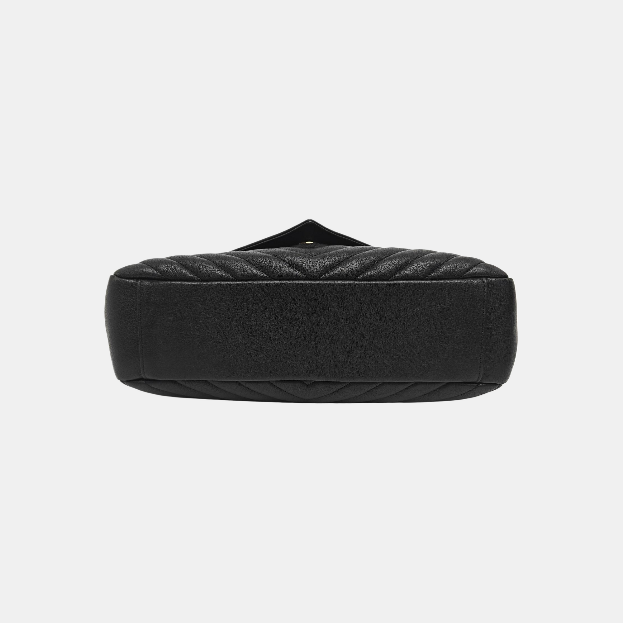 COLLEGE Large Chevron Lambskin Black
