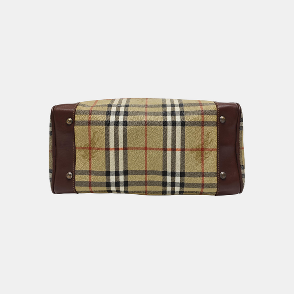 Coated Canvas Top Handle Bag Brown