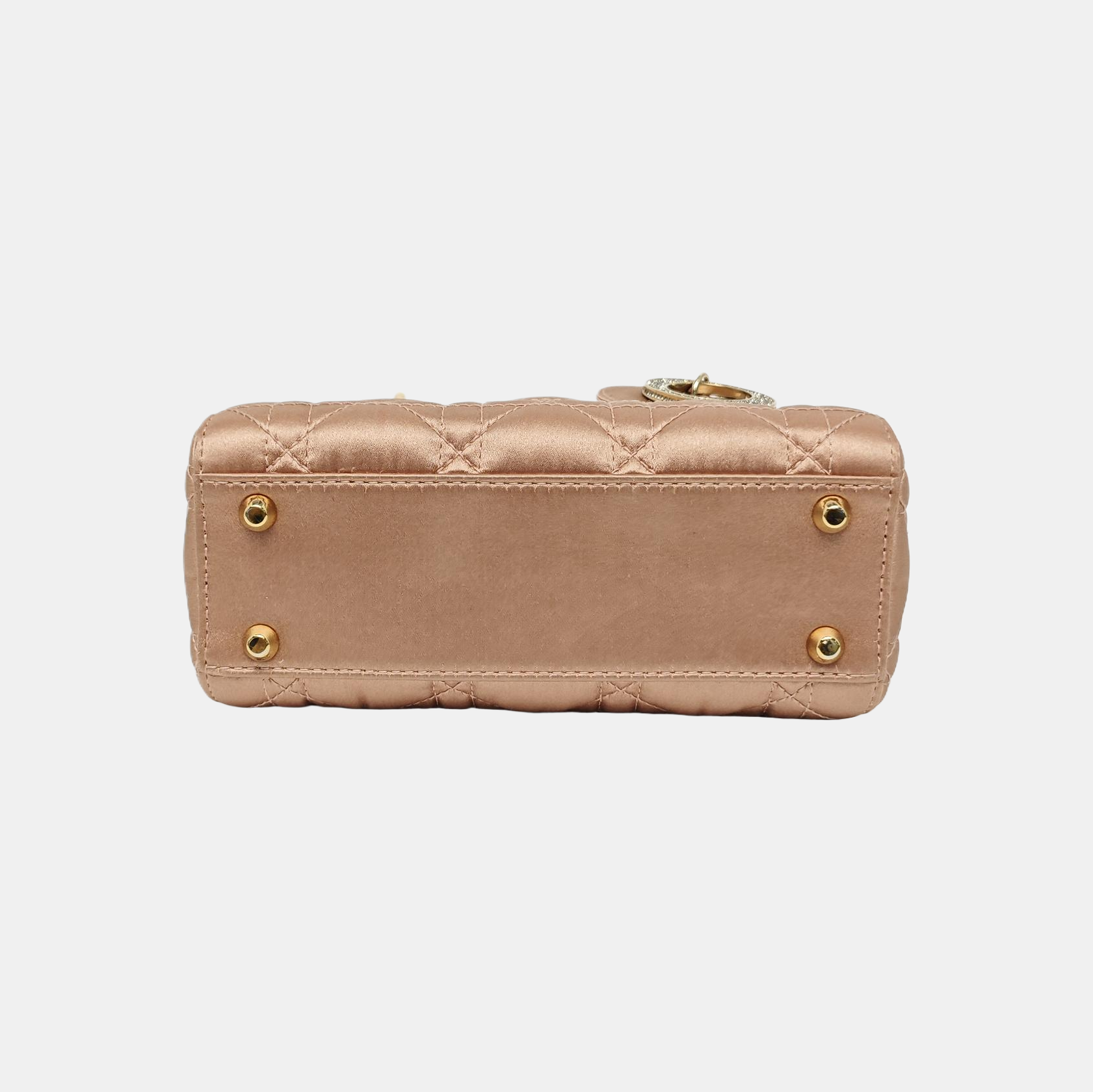 Lady Dior Mini Cannage Silk Satin Rose Gold