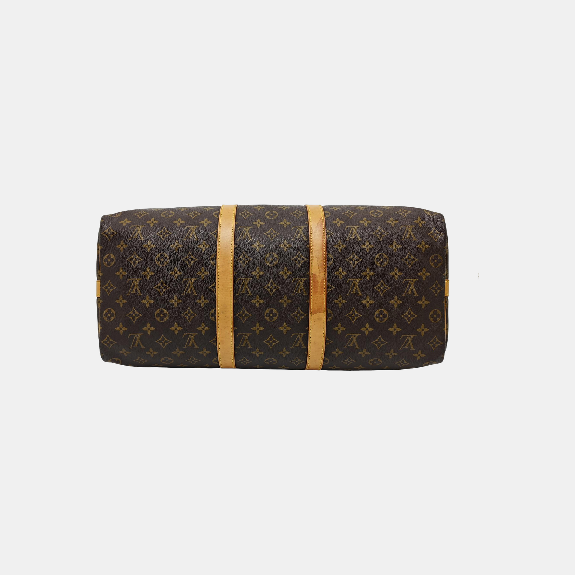 KEEPALL 50 Monogram Coated Canvas Brown