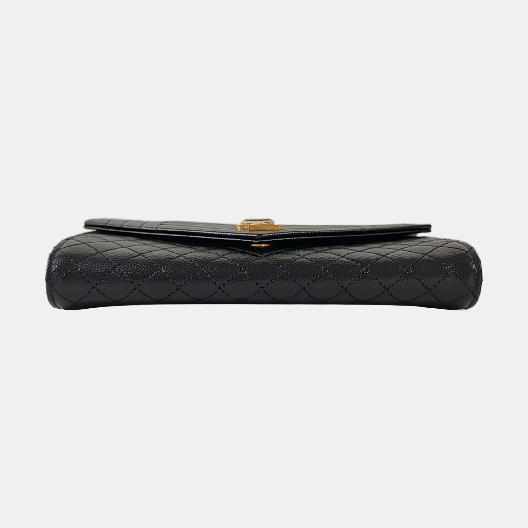 Chevron Calfskin Wallet Large Black