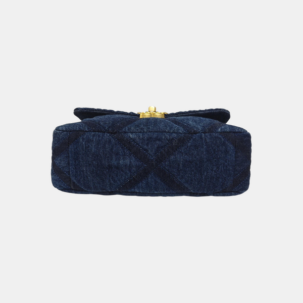 CHANEL 19 Small Quilted Denim Blue