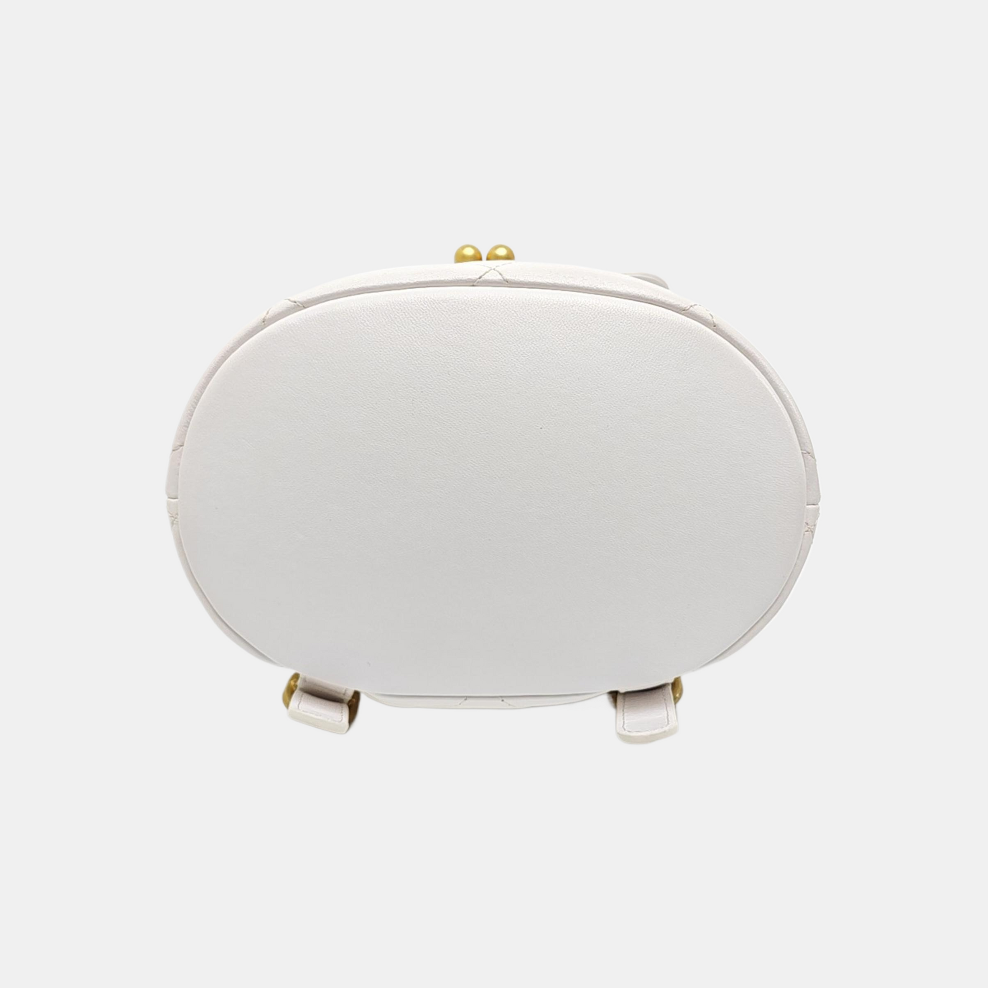 Quilted Lambskin Backpack White