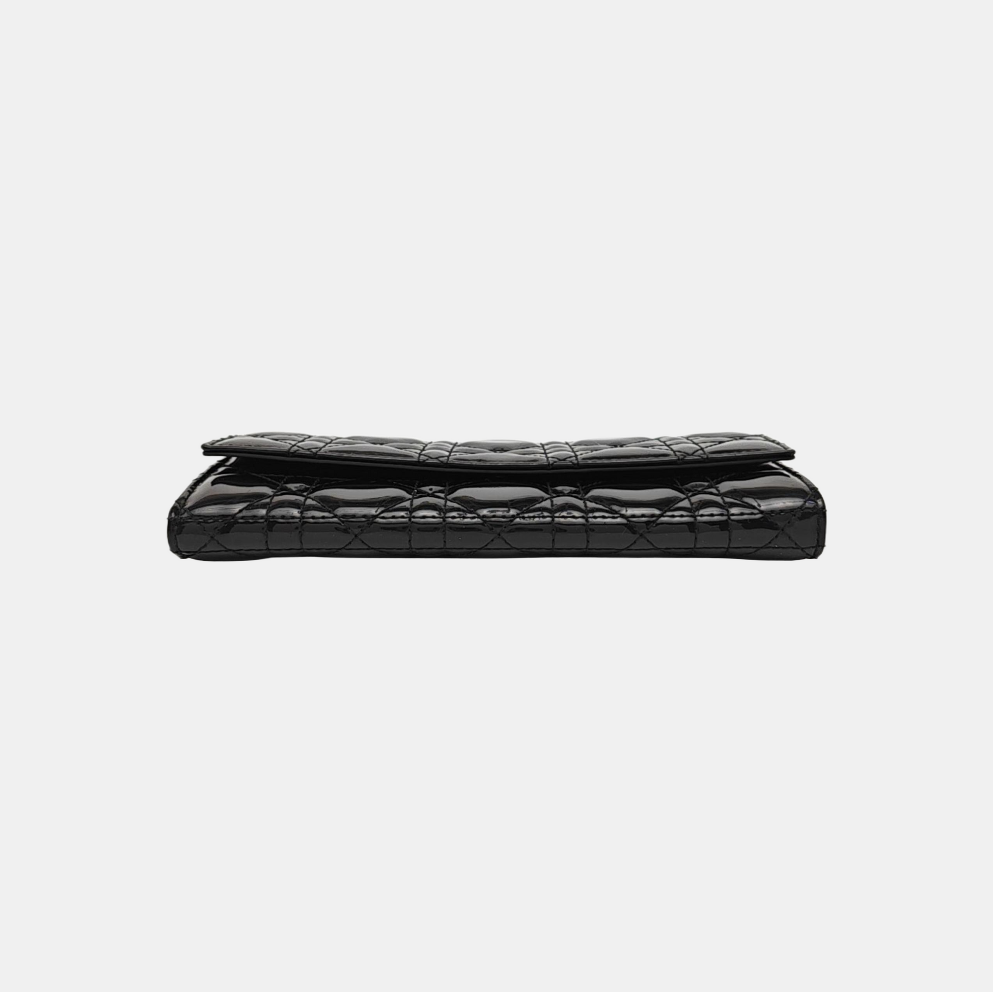 Lady Dior Small Quilted Patent Leather Black
