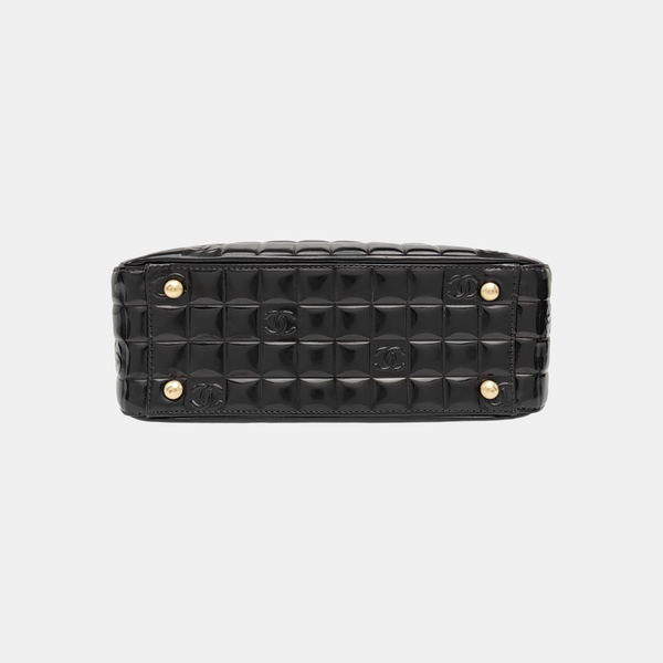 Quilted Patent Leather Tote Bag Black