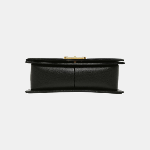 BOY CHANEL Medium Quilted Grained Calfskin Black