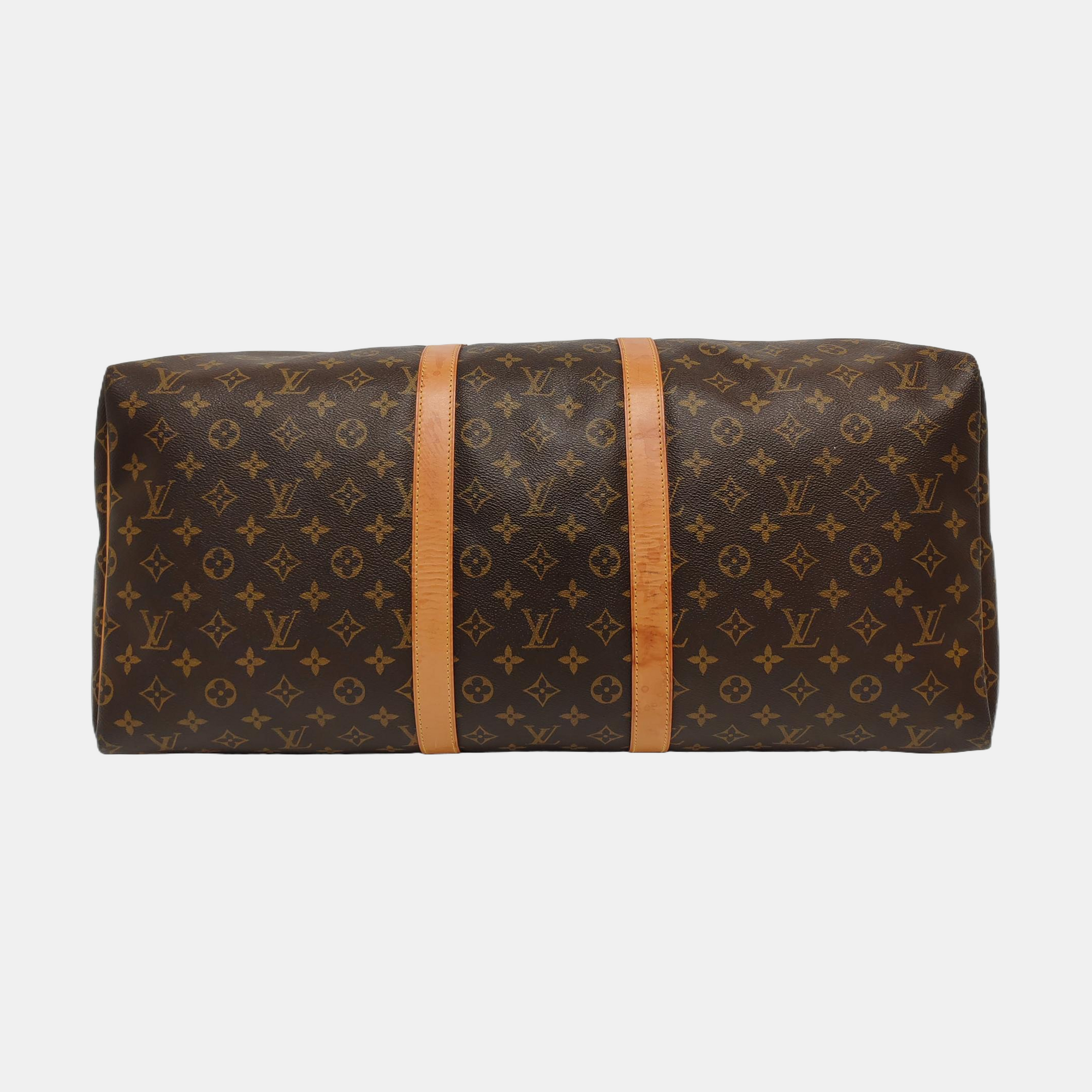 KEEPALL 55 Monogram Coated Canvas Brown