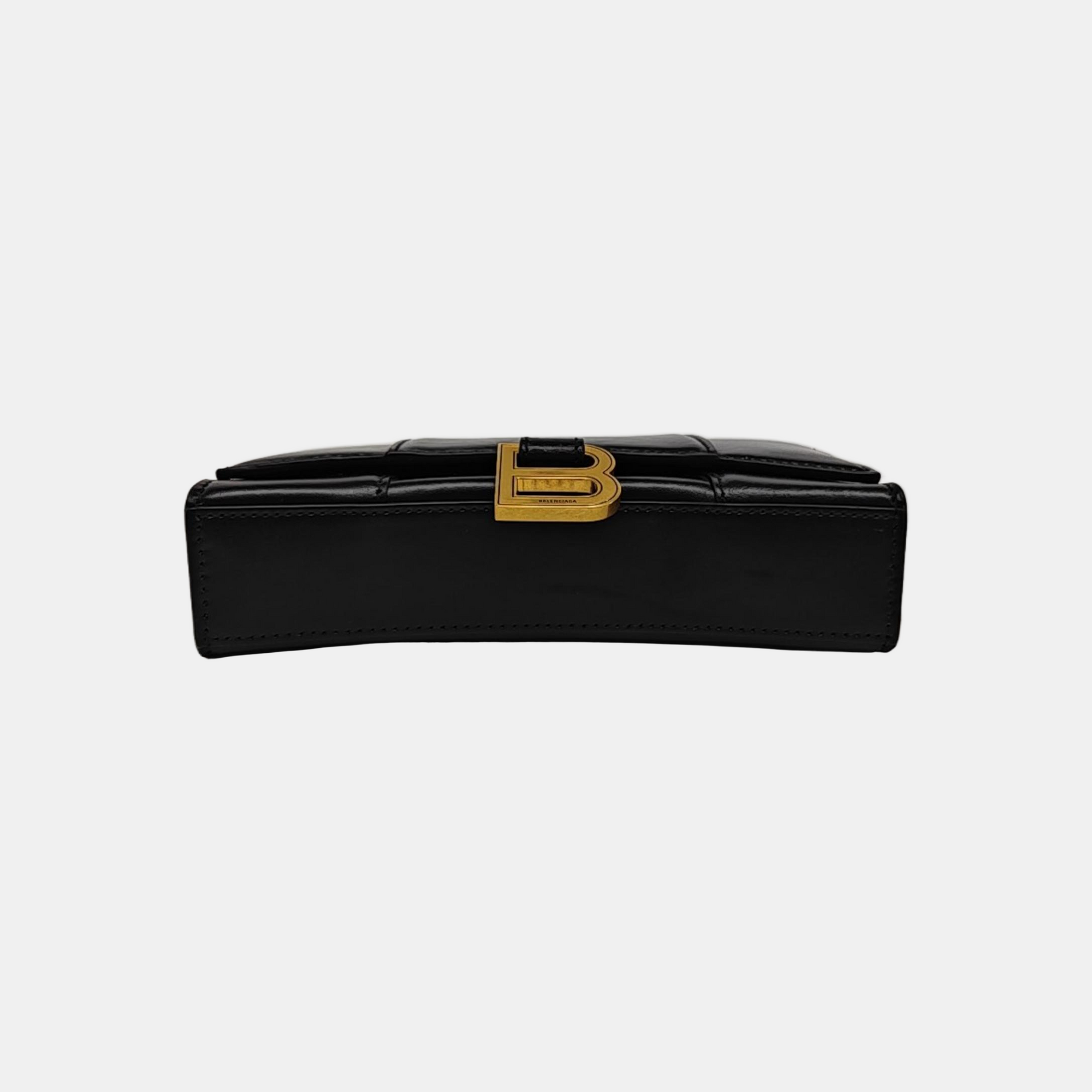 Hourglass Wallet On Chain Mini Calfskin Black