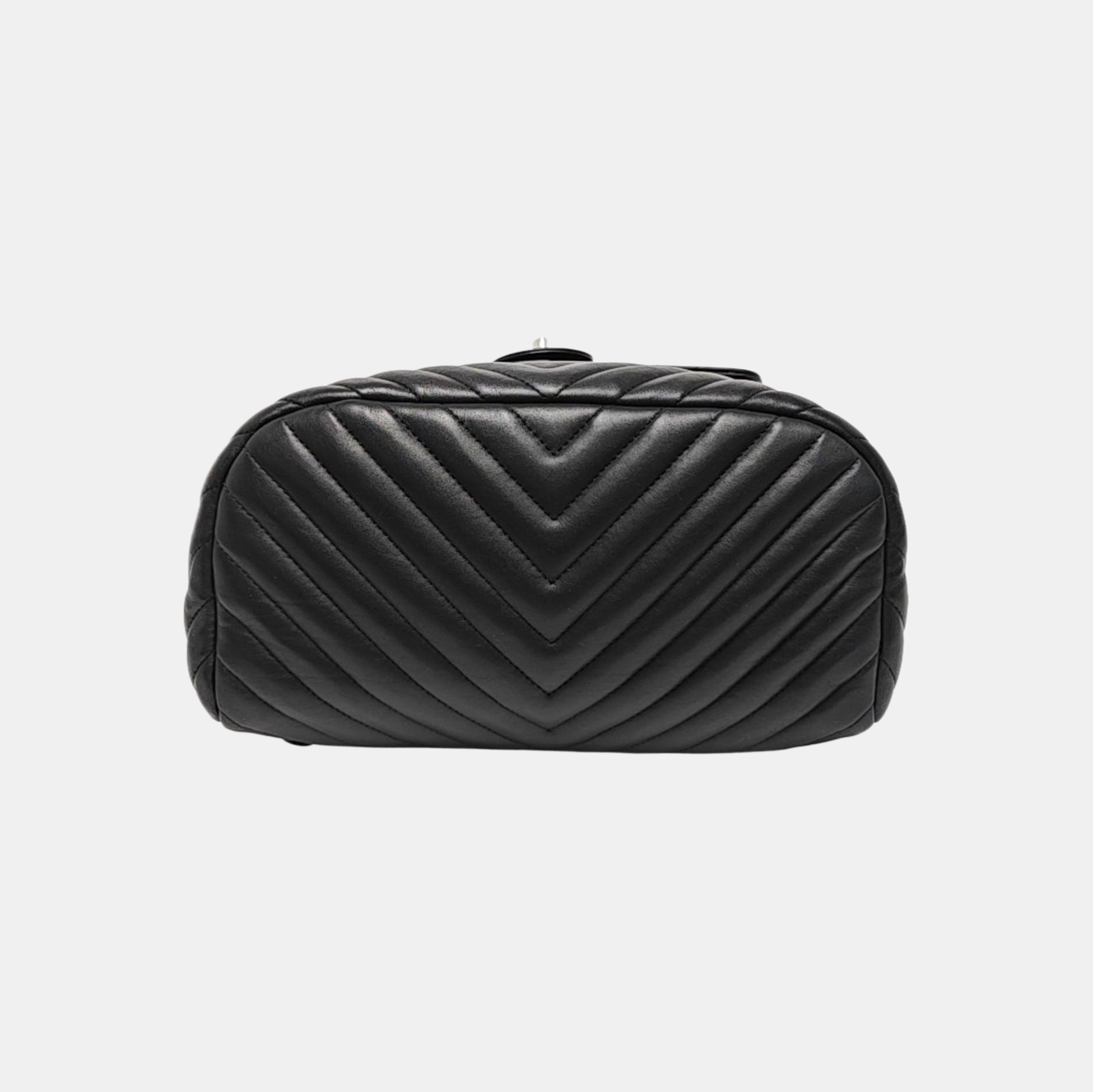 Chevron Calfskin Backpack Black