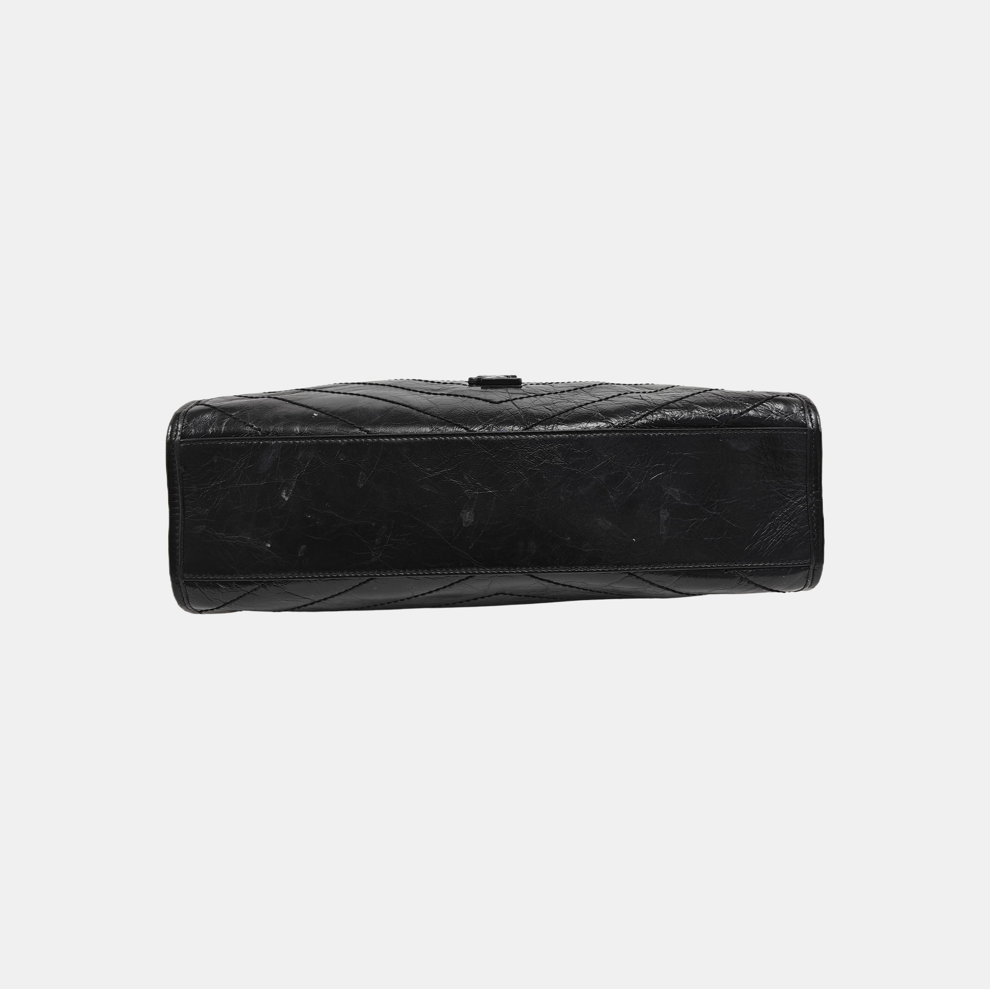NIKI Medium Chevron Calfskin Black