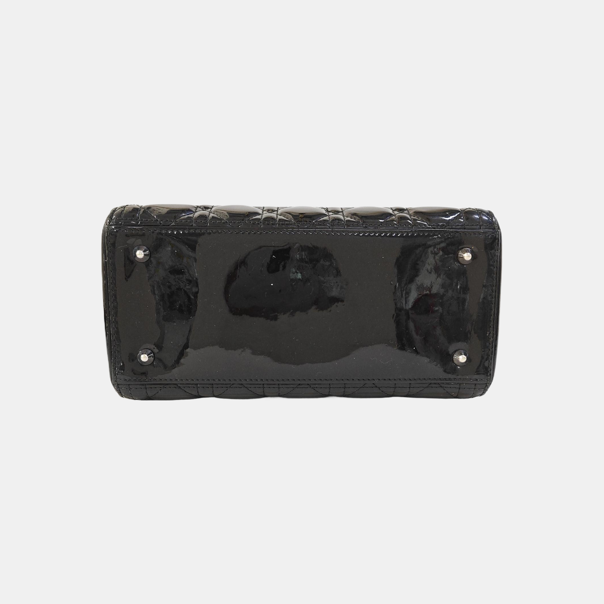 Lady Dior Medium Cannage Patent Leather Black