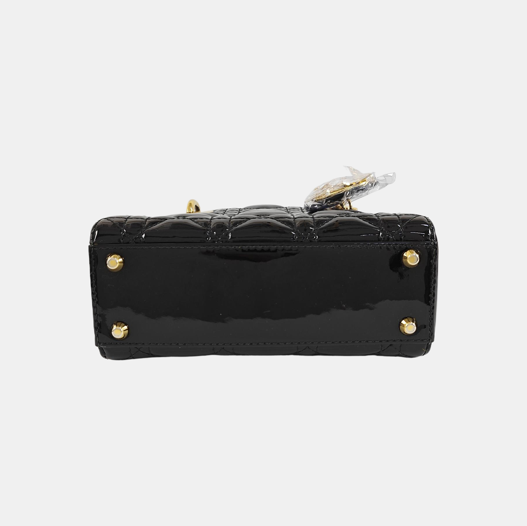 Lady Dior Mini Cannage Patent Leather Black
