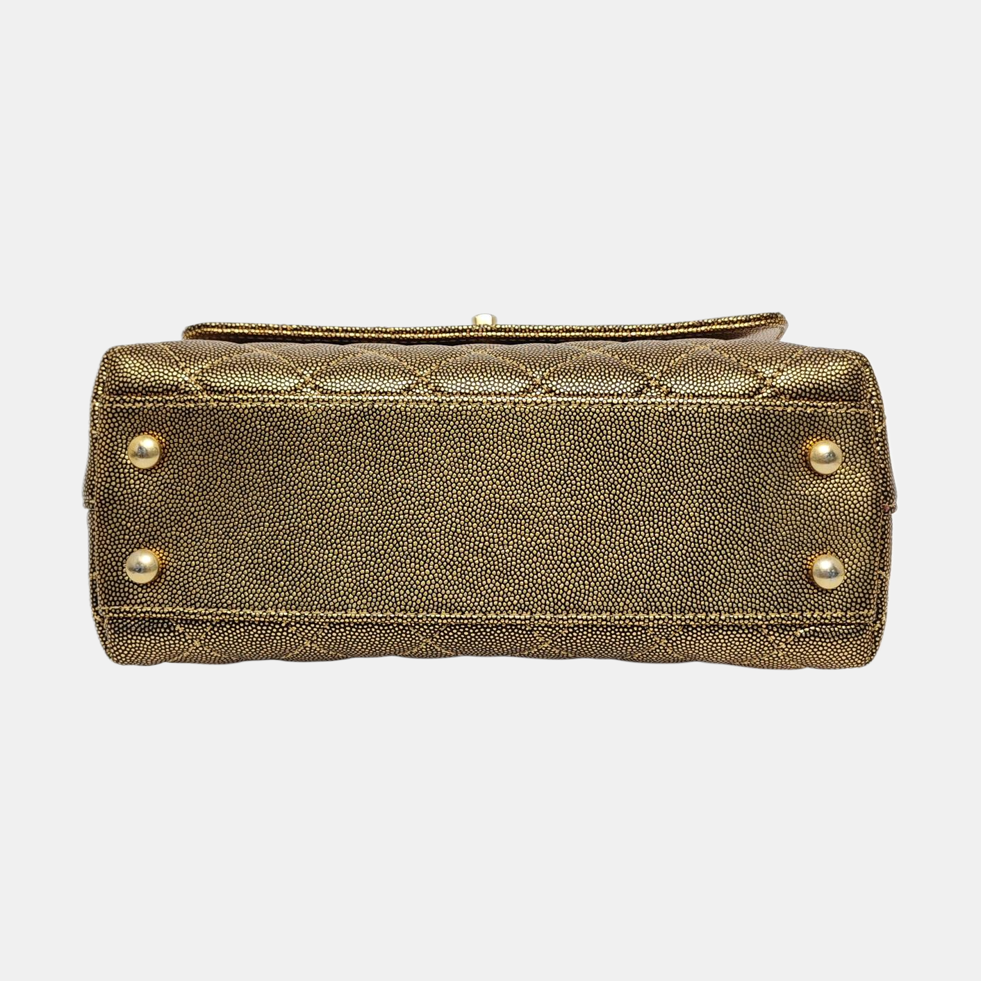 COCO HANDLE Pequeño Piel de becerro graneada acolchada Oro