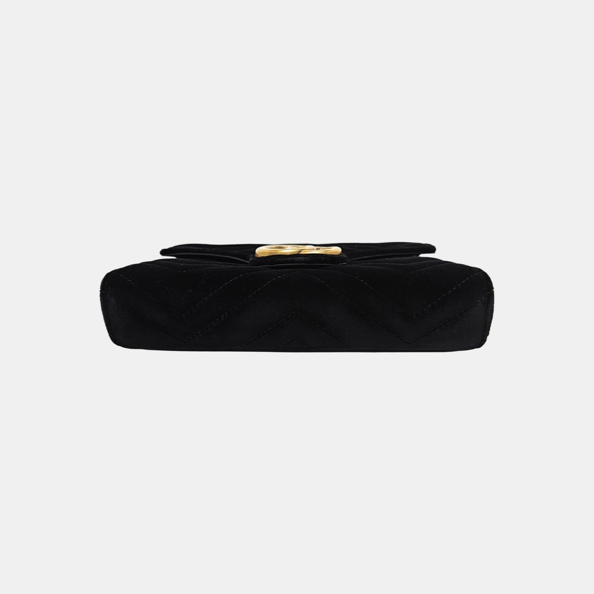 GG Marmont Mini Quilted Velvet Black