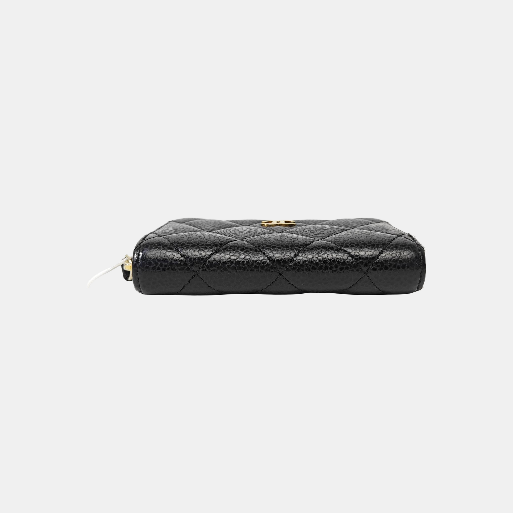 Quilted Grained Calfskin Card Holder Black