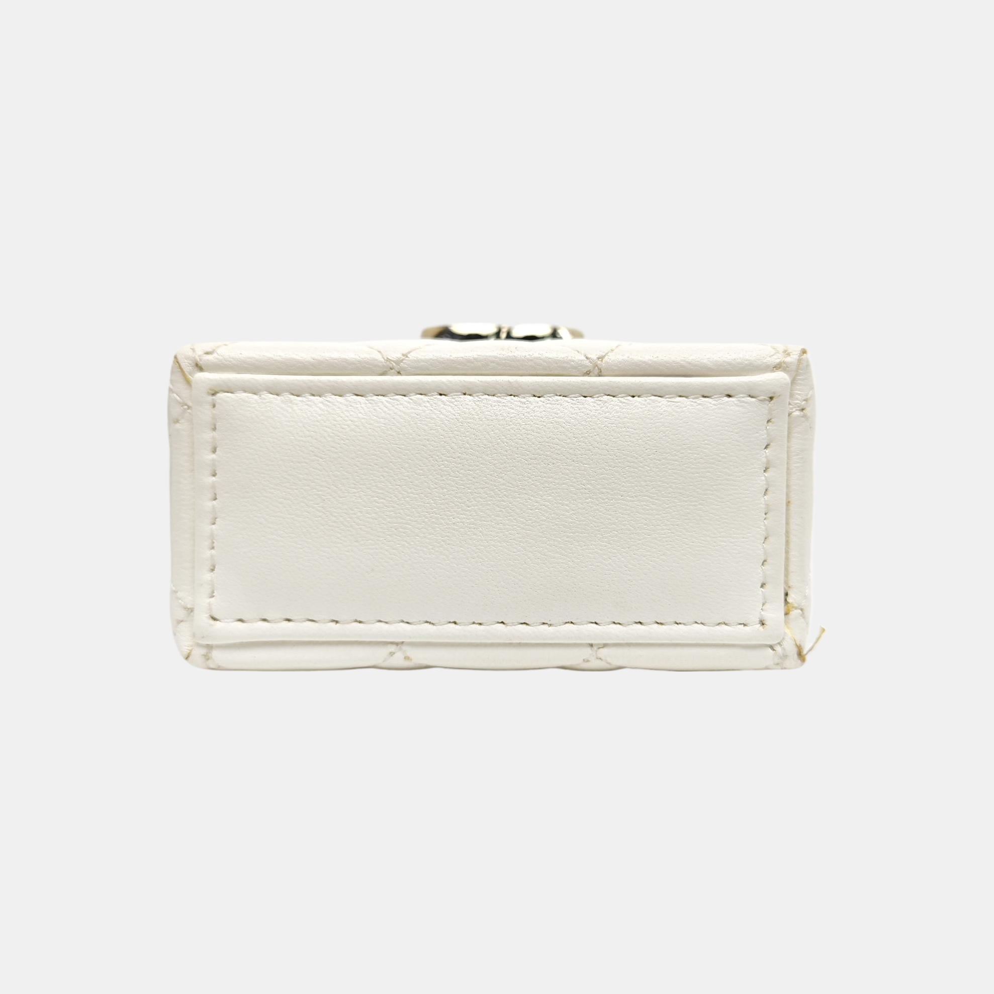 Quilted Lambskin Shoulder Bag White