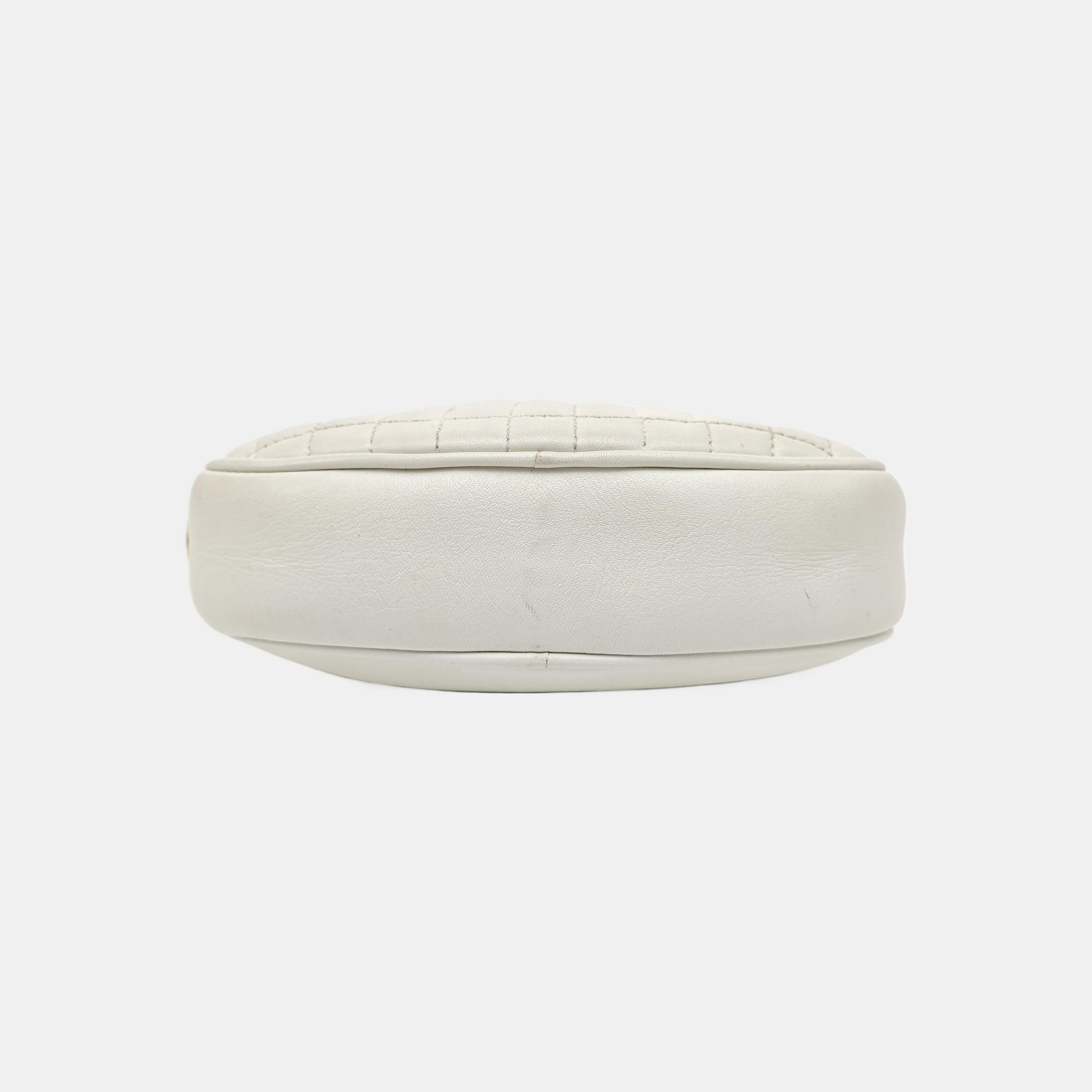 C CHARM Quilted Calfskin White
