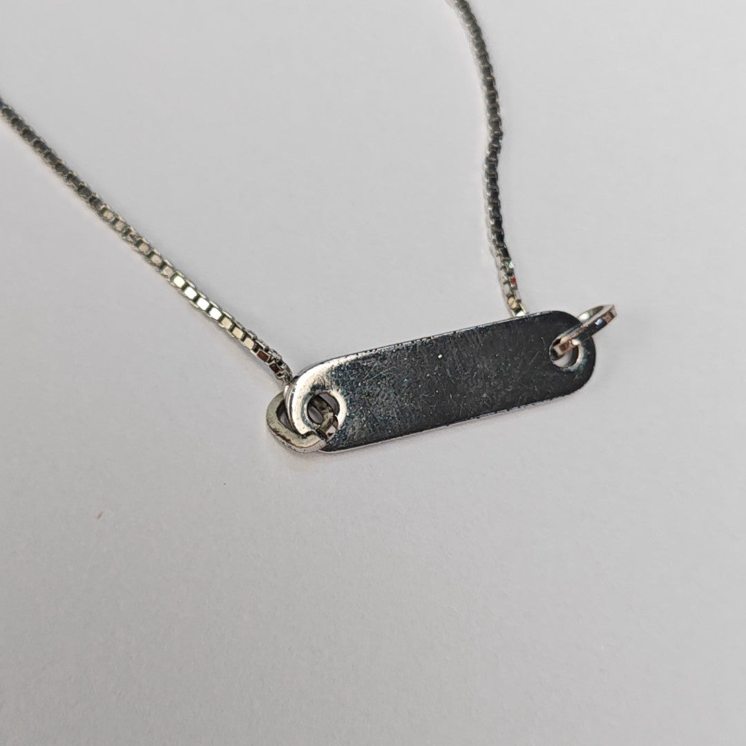Dog Tag Metal Silver Necklace