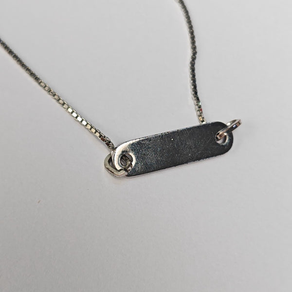 Dog Tag Metal Silver Necklace