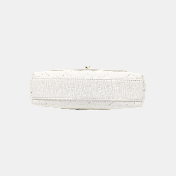 COCO HANDLE Mini Quilted Grained Calfskin White