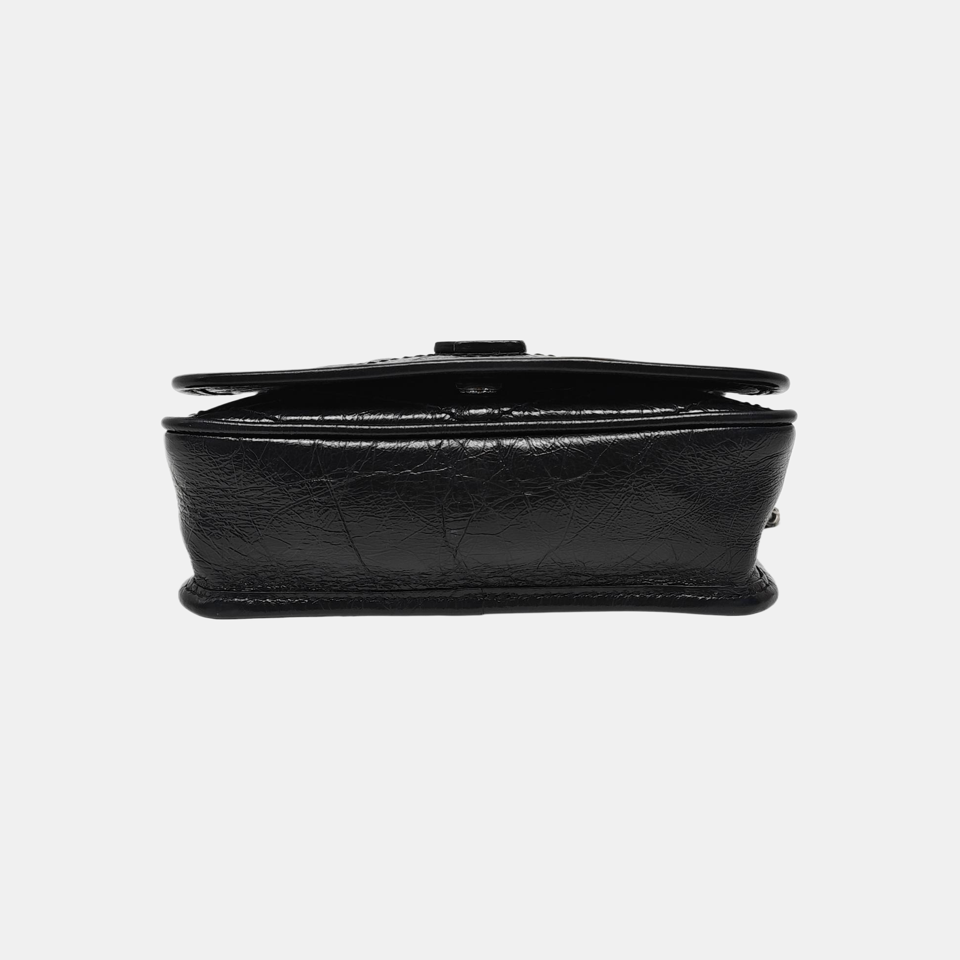 NIKI Mini Chevron, Quilted Calfskin Black
