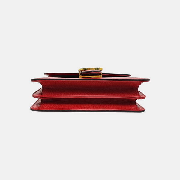 Interlocking G Small Calfskin Red