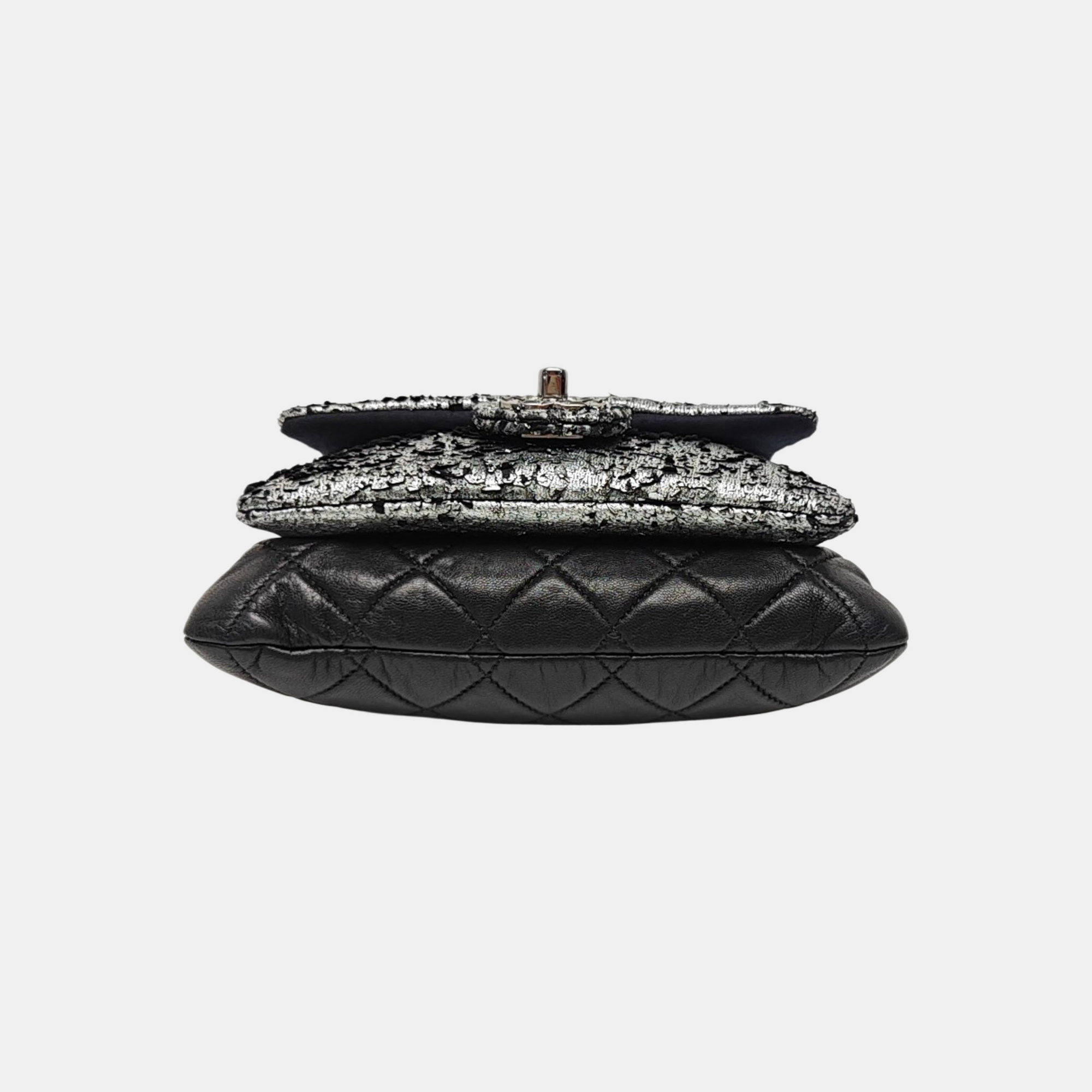 Lambskin Top Handle Bag Silver