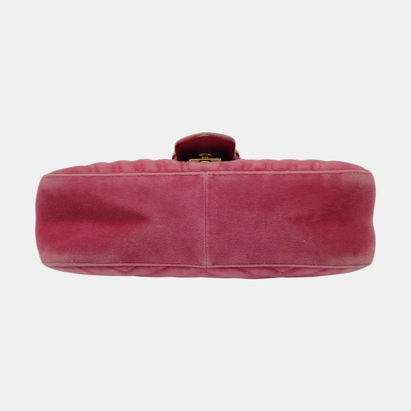 GG Marmont Medium Quilted Velvet Pink