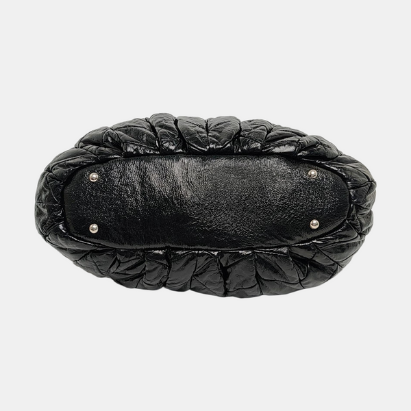 Quilted Patent Leather Tote Bag Black