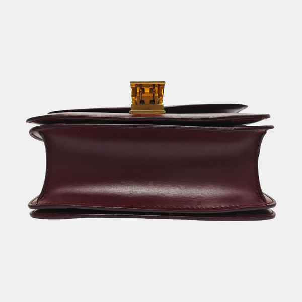 Authenticated pre-owned  CLASSIC BOX Mini Calfskin Burgundy - Shoulder Bag at Looply