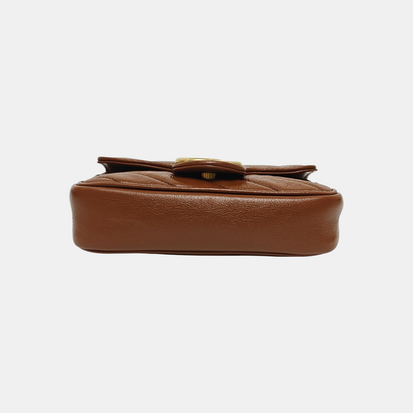 GG Marmont Mini Quilted Calfskin Brown